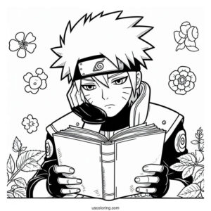Bored Kakashi Coloring Page Reading Icha Icha Book