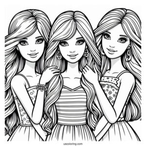 Barbie Friends Forever Coloring Page