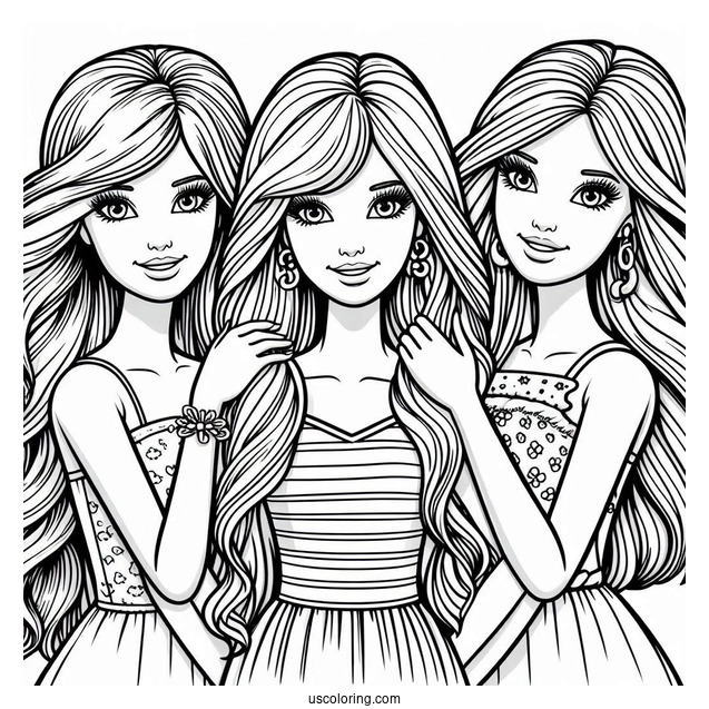 Barbie Friends Forever Coloring Page