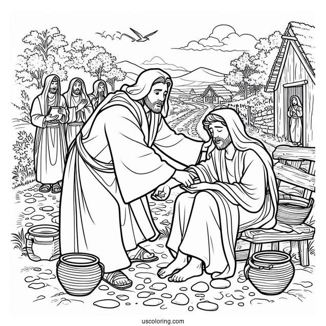 Jesus Coloring Page Healing The Sick On The Side Of The Road