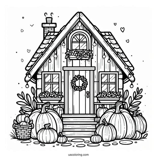 Cozy Pumpkin Coloring Page House