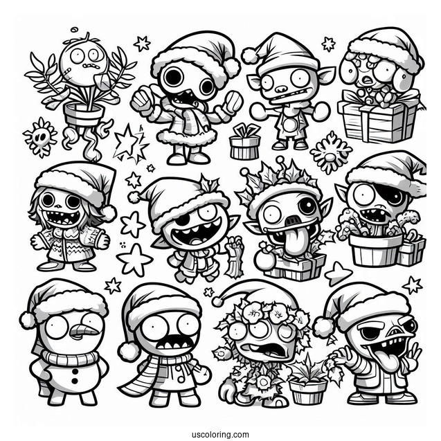 Plants Vs Zombies Christmas Coloring Page