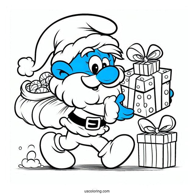 Santa Smurf Carrying Christmas Presents