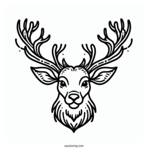 Simple Outline Of Reindeer Head