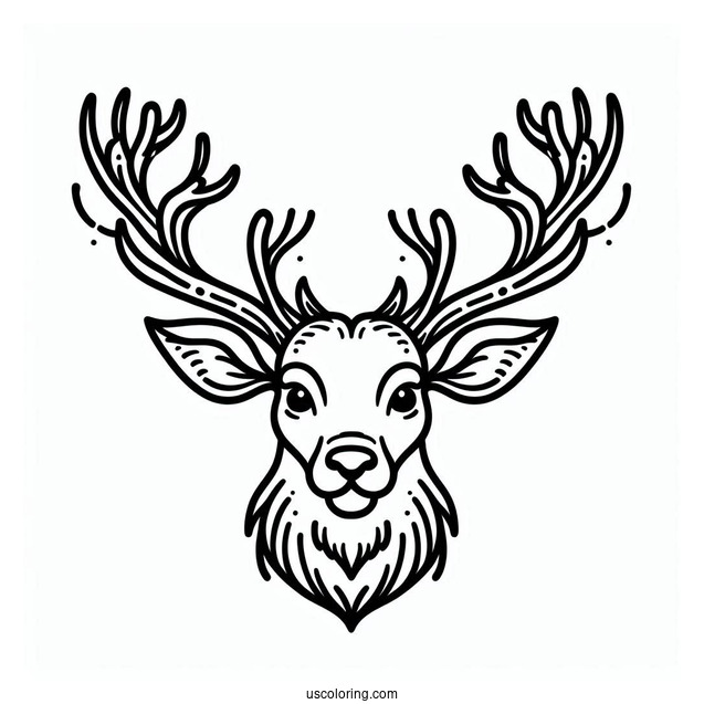 Simple Outline Of Reindeer Head