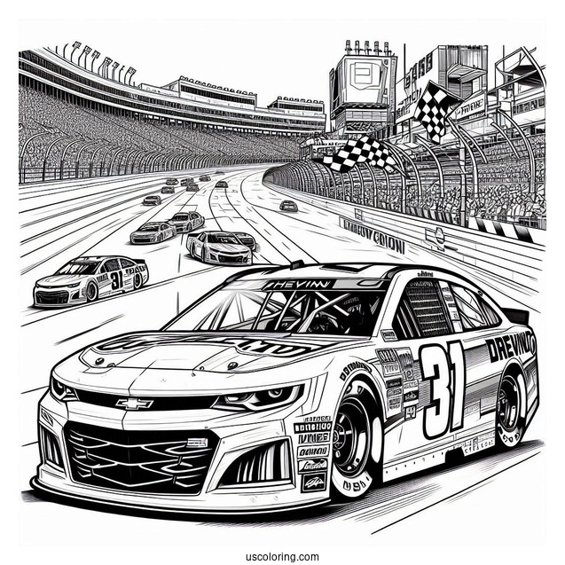 Detailed Chevy Nascar Coloring Sheet