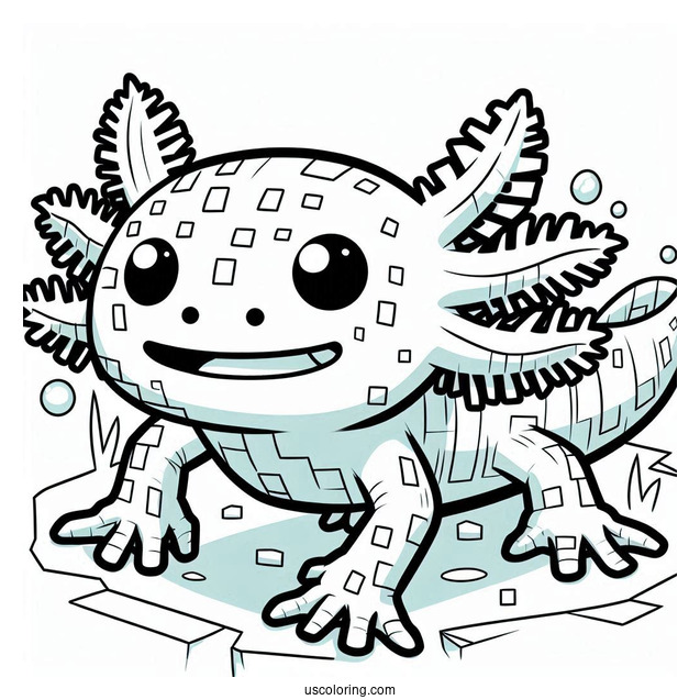 Easy Minecraft Axolotl Coloring Page For Kids
