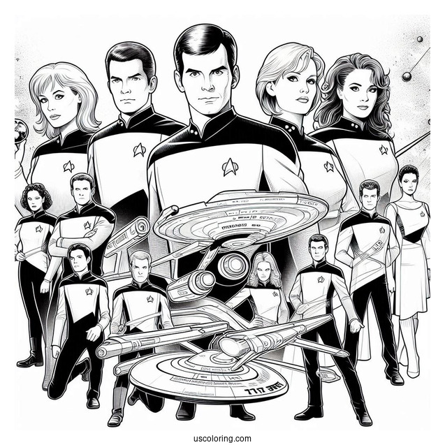 Star Trek Coloring Page Of Next Generation Poster Of Crew
