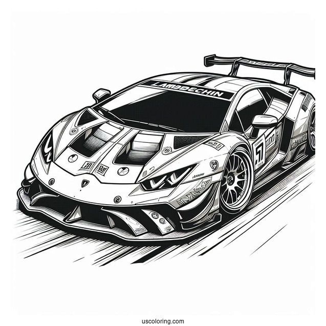 Coloring Page Of Lamborghini Race Car