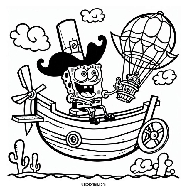 SpongeBob Coloring Page Of The Flying Dutchman