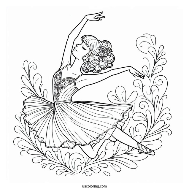 Ballerina Dancing Coloring Page