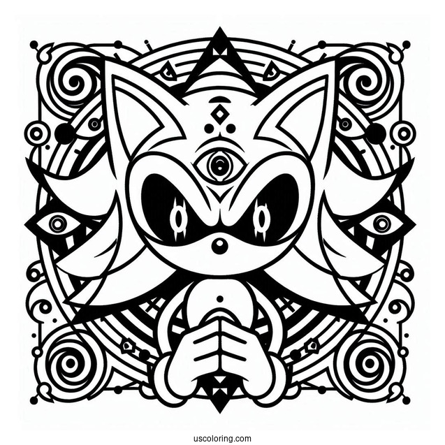 Evil Super Sonic Coloring Page With Hypnotic Eyes