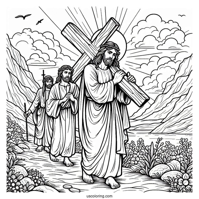 Christ Carrying The Cross Coloring Sheet