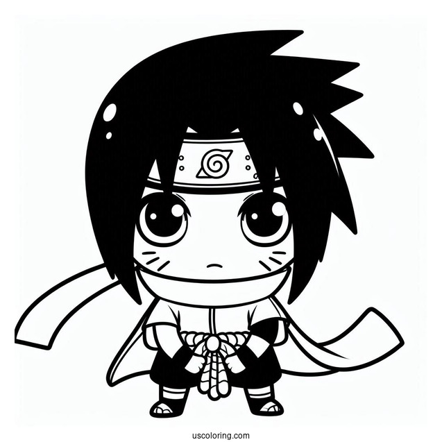 Kawaii Uchiha Sasuke Coloring Page For Preschoolers