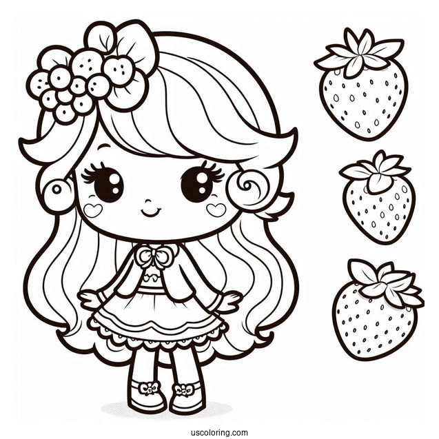 Cute Strawberry Shortcake Coloring Page For Preschoolers