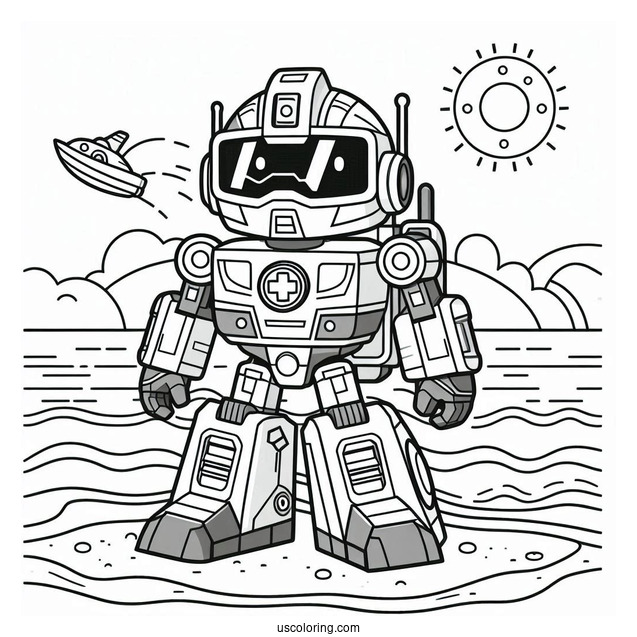 High Tide Rescue Bot Coloring Page For Kids