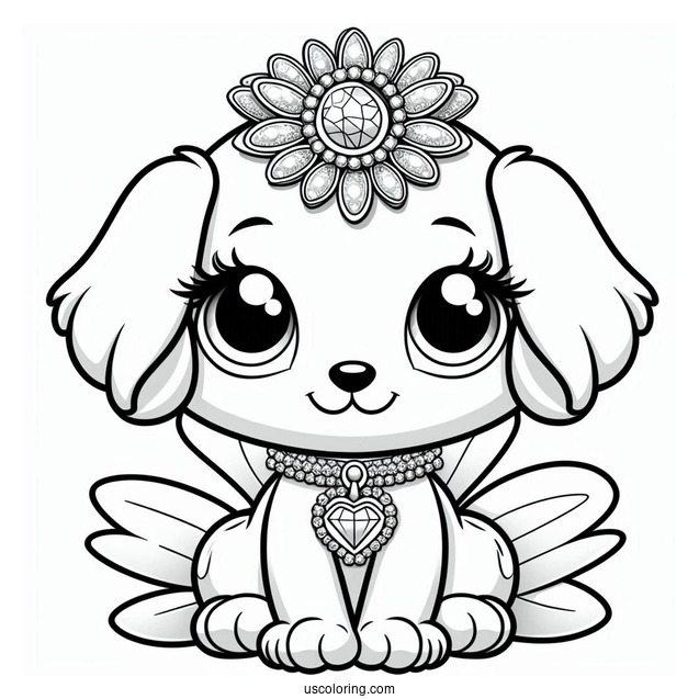 Palace Pets Coloring Page Of Cute Daisy With Diamond Collar