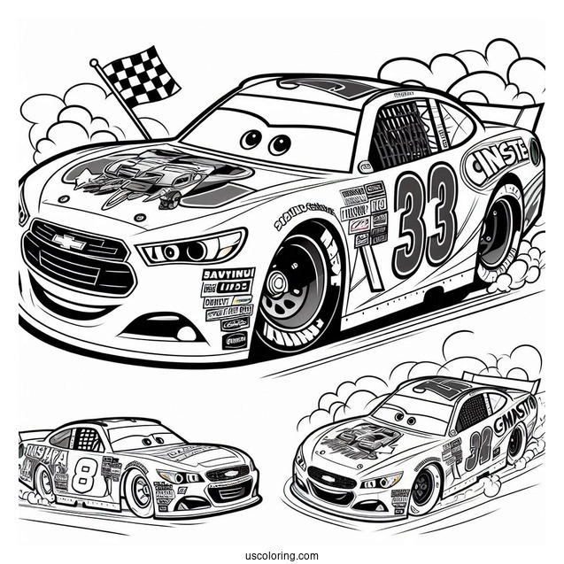Pixar Cars Nascar Coloring Sheet