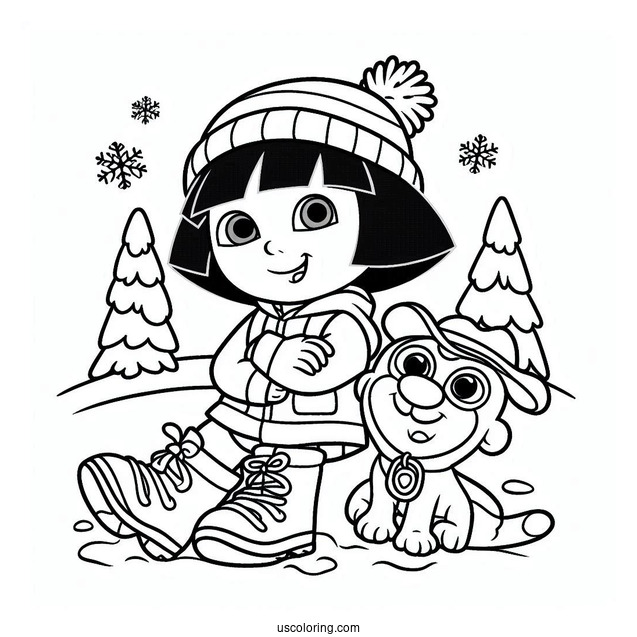 Dora With Boots And Friend During Winter