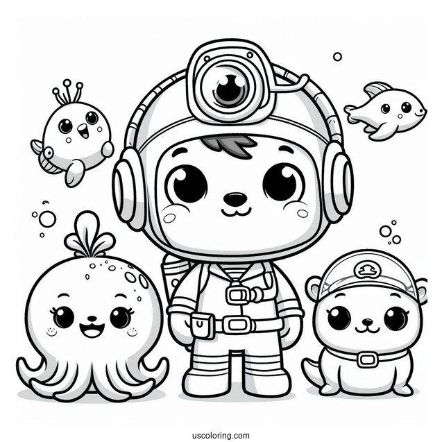 Octonauts Coloring Page Of Captain Barnacle, Shellington, And Vegimals