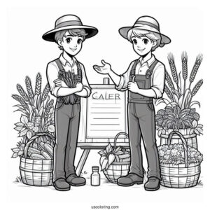 Two Farmers Presenting Harvest For Sale
