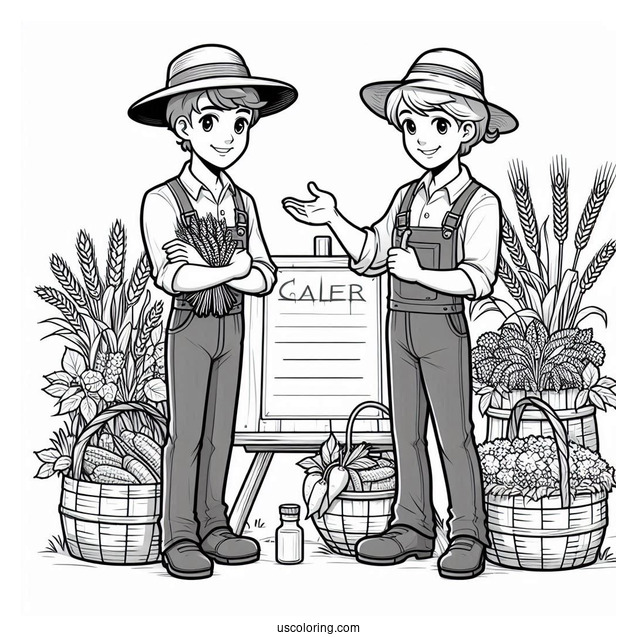 Two Farmers Presenting Harvest For Sale