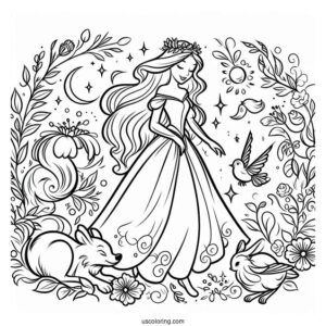 Coloring Page Of Flora, Fauna, and Merryweather