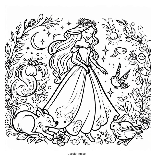 Coloring Page Of Flora, Fauna, and Merryweather