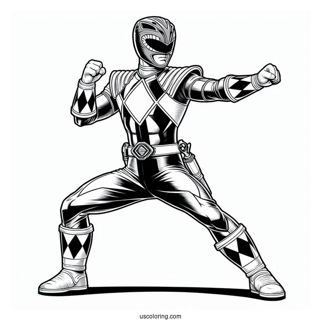 Complete Power Rangers Fighting Stance Coloring Page