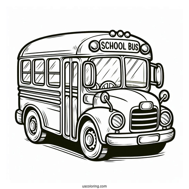 Cute Mini School Bus Coloring Sheet