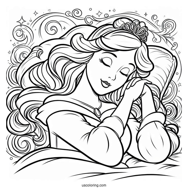 Young Sleeping Beauty Coloring Page Aurora For Kids
