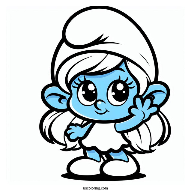 Kawaii Smurfette Coloring Sheet