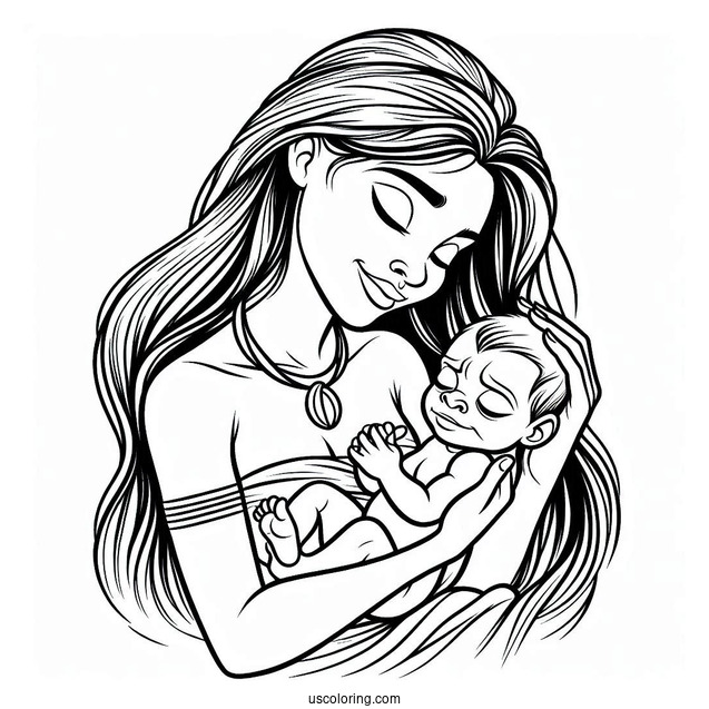 Kala Cradling Baby Tarzan Coloring Page For Kids