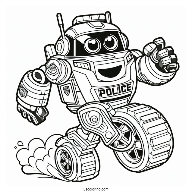 Chase The Police Rescue Bots Coloring Page