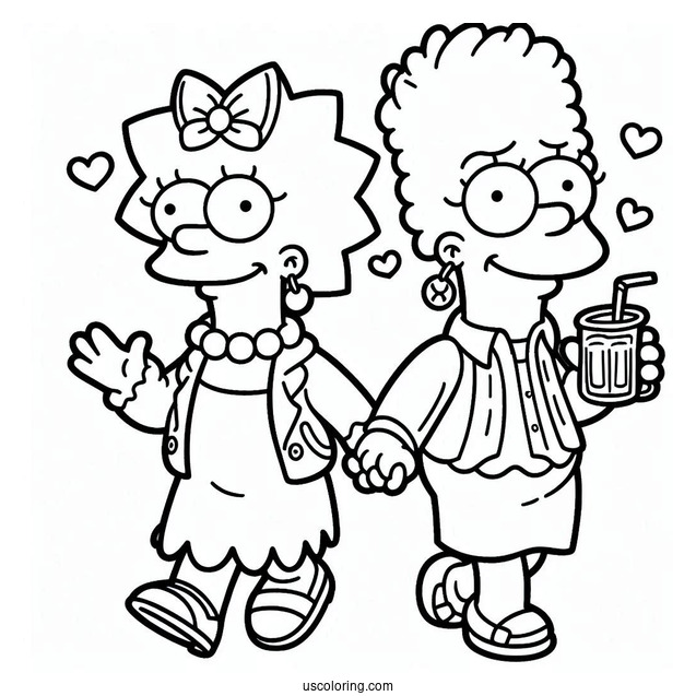 Simpsons Coloring Pages Of Cool Patty And Selma Bouvier