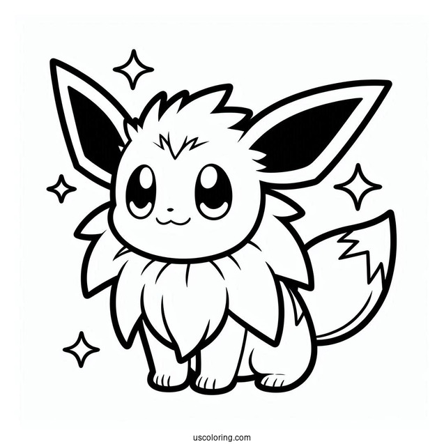 Simple Jolteon Coloring Page Outline For Preschoolers