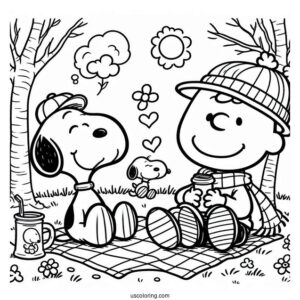 Coloring Page Of Snoopy, Charlie Brown And Snoopy
