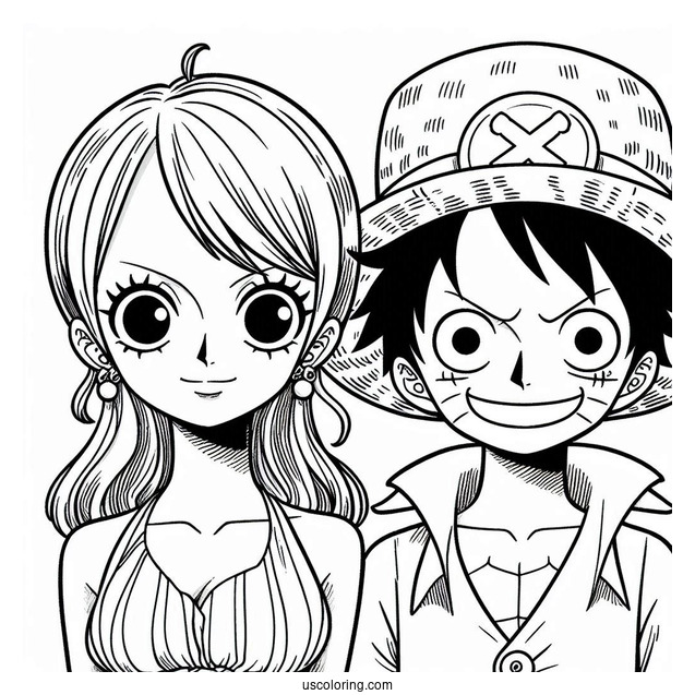 Luffy Coloring Page With Nami And Tony Tony Chopper