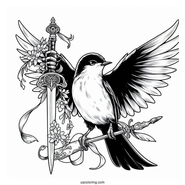 Manga Coloring Page Of Carciphona Manga Blackbird Holding Up Dagger