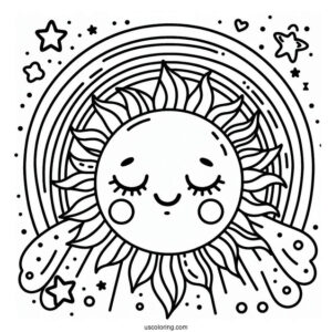 Smiling Sun With Rainbow