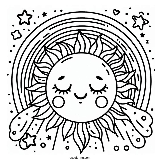 Smiling Sun With Rainbow