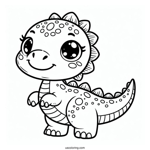 Cute Coloring Page Smiling Dinosaur