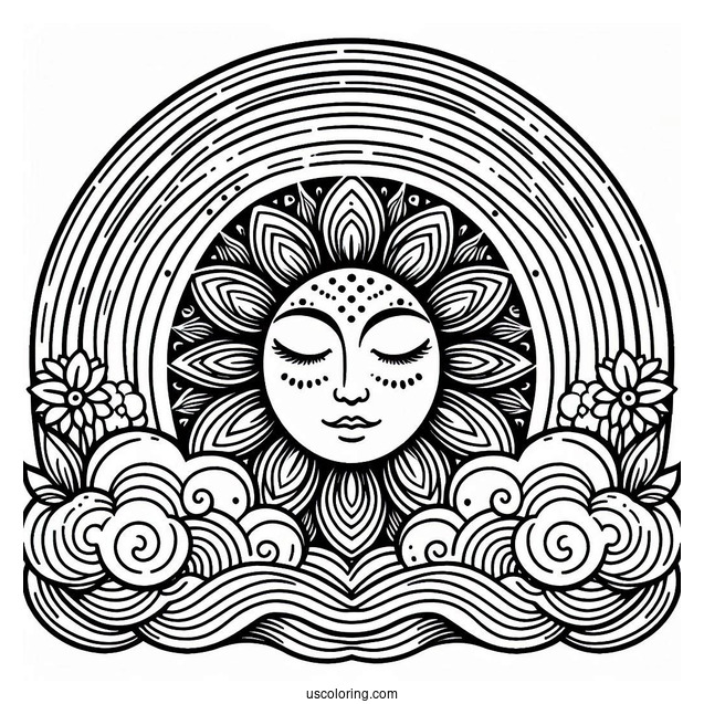 Large Rainbow To Color For Kids