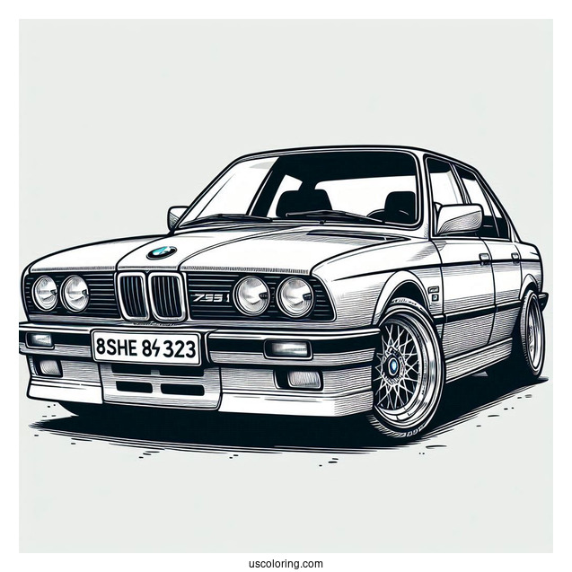 BMW Coloring Page 745i E23 Front View