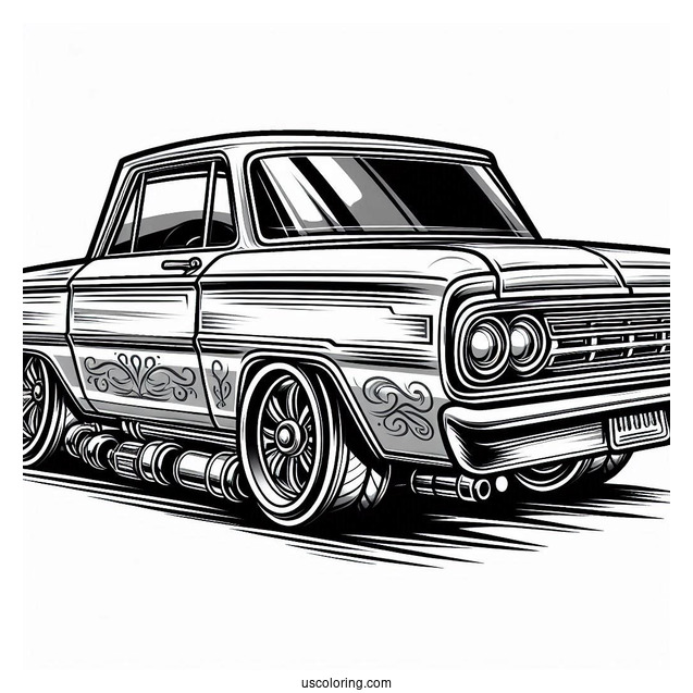 Cartoon Lowrider Coloring Page For Kids