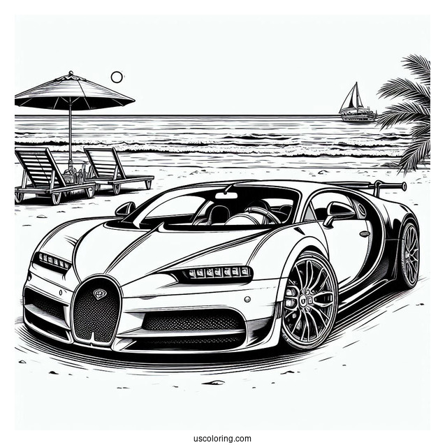 Bugatti Coloring Page Vision Gran Turismo At The Beach