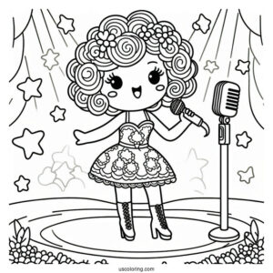 Sing Coloring Page Of Nana Noodleman In Diva Outfit On Stage