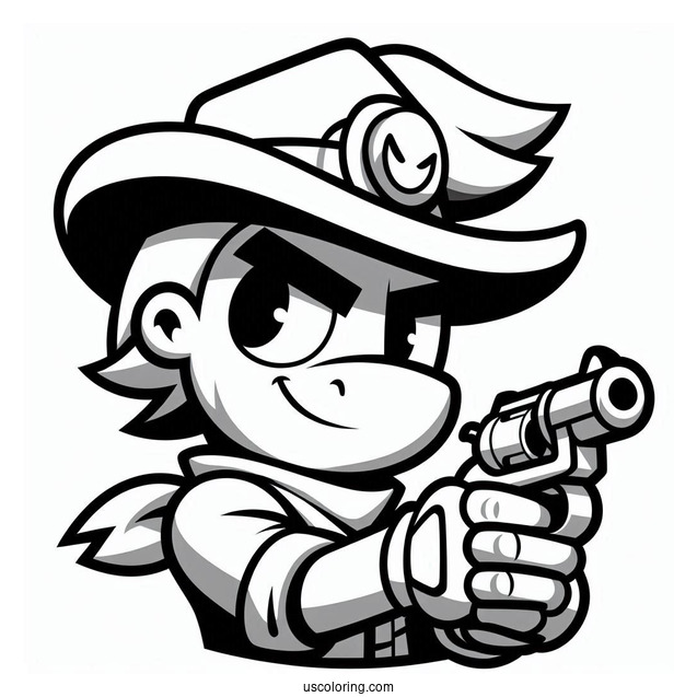 Brawl Stars Coloring Page Of Colt Smirking While Pointing Gun