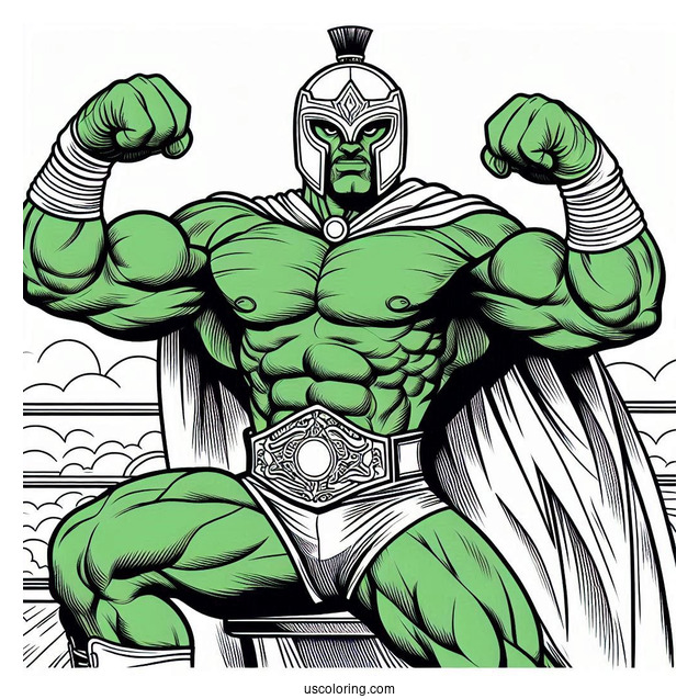 Hulk Coloring Page With Helmet Fighting In A Stadium