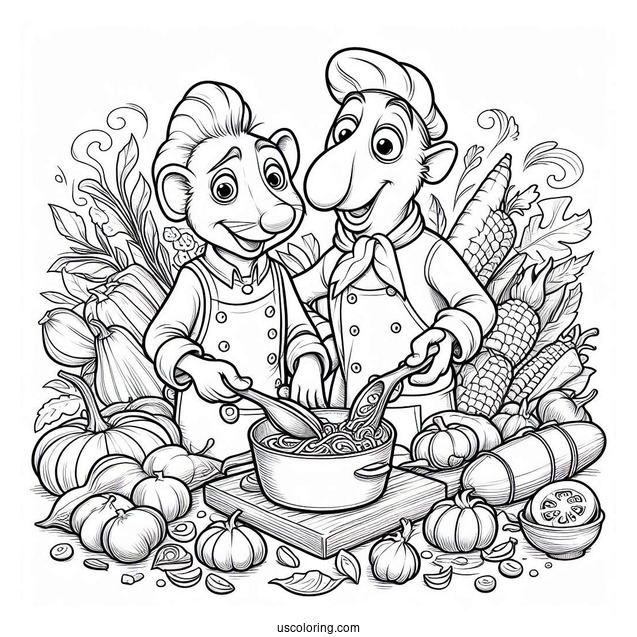 Ratatouille Coloring Page Cooking With Alfredo And Colette